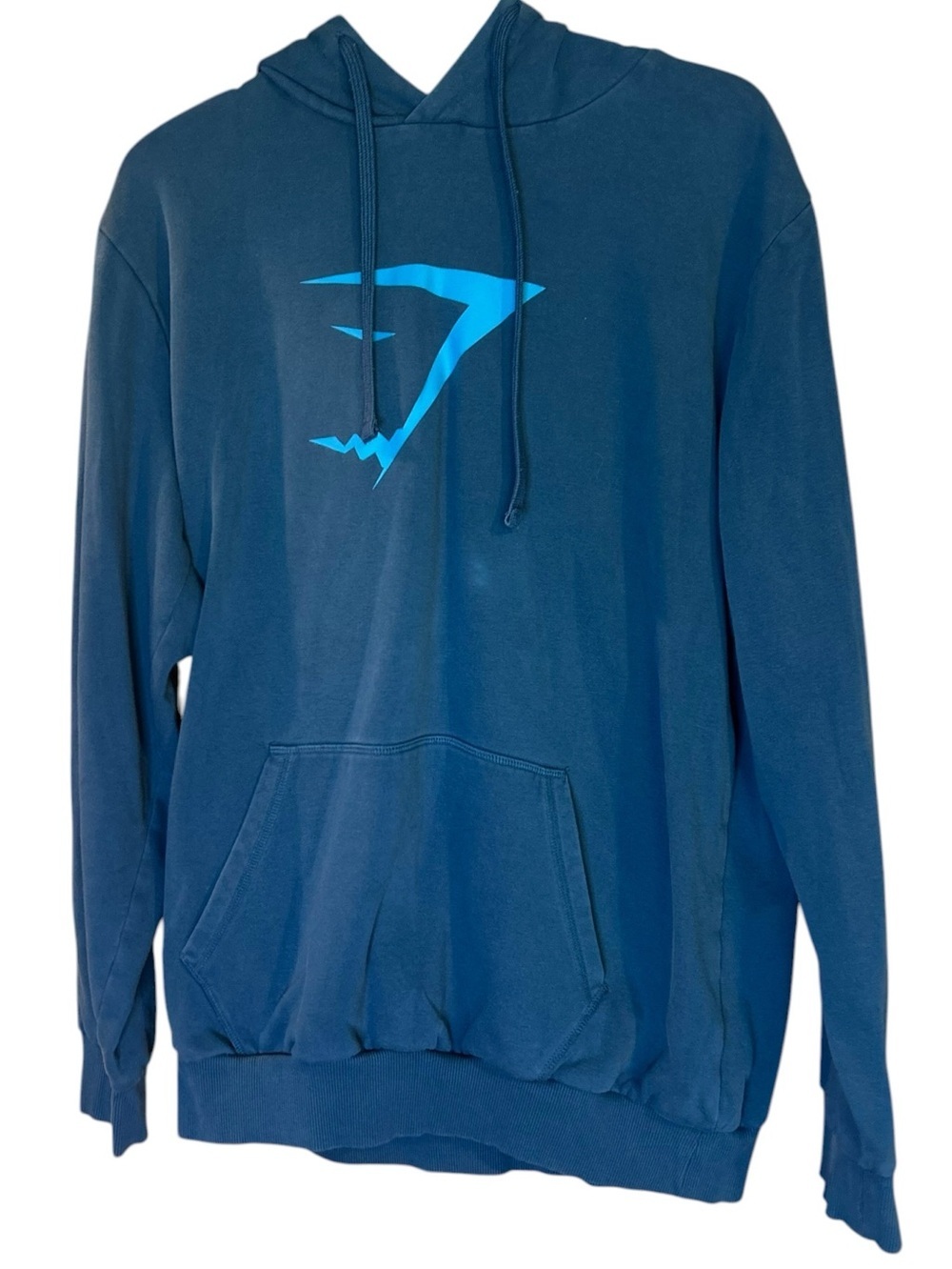 Gymshark Men’s Blue Logo Pullover Hoodie Kangaroo Pocket Size Large